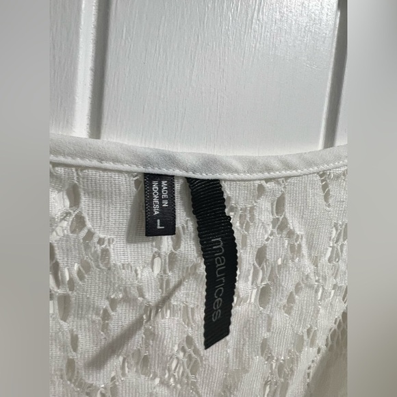 Maurice’s L large white lace sheer top shirt work dressy button‎ up women’s - Picture 6 of 8